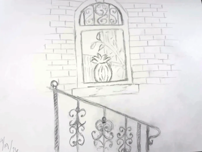 Sketch of a coffee shop window