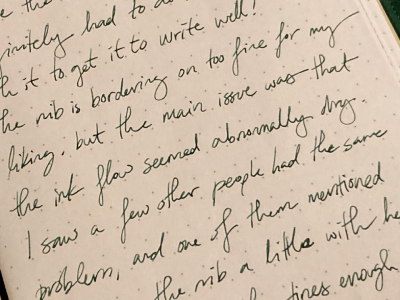 A writing sample after fixing the nib