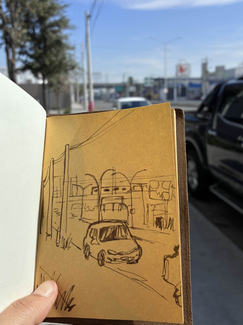 Drawing of a street in Monterrey, Mexico